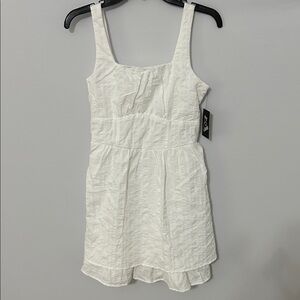 White Textured Sleeveless Mini Dress
